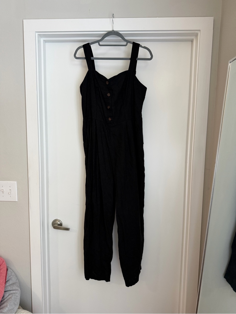 Old Navy Black Button-Front Wide-Strap Jumpsuit